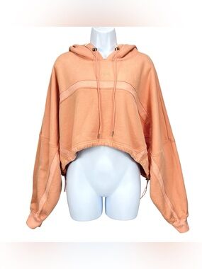Adidas x Ivy Park‎ Peach Cropped Hoodie Shrug Pullover Women’s Large Oversized
